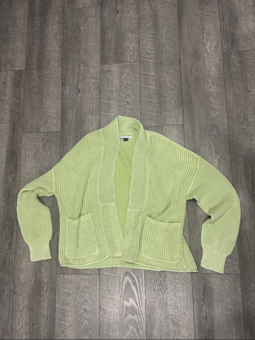 American Eagle Outfitters Light Green Open Cardigan